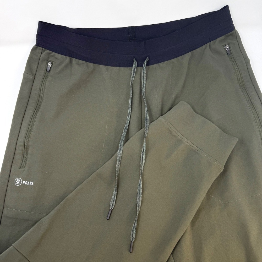 Roark Run Amok Mens XL Olive Green Black Elastic Waist Jogger Sweatpants Pants